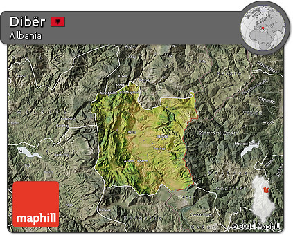 Satellite Map of Dibër, semi-desaturated