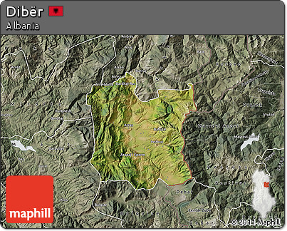Satellite Map of Dibër, semi-desaturated