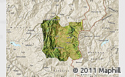 Satellite Map of Dibër, shaded relief outside