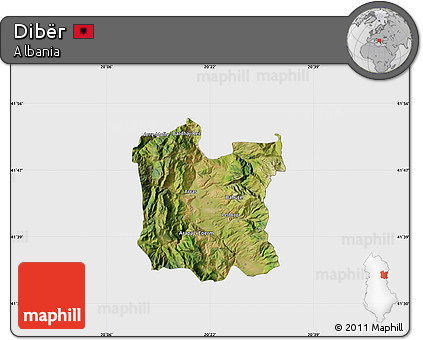 Satellite Map of Dibër, single color outside