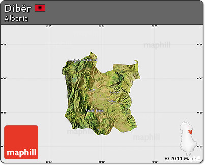 Satellite Map of Dibër, single color outside