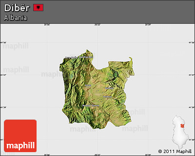 Satellite Map of Dibër, single color outside