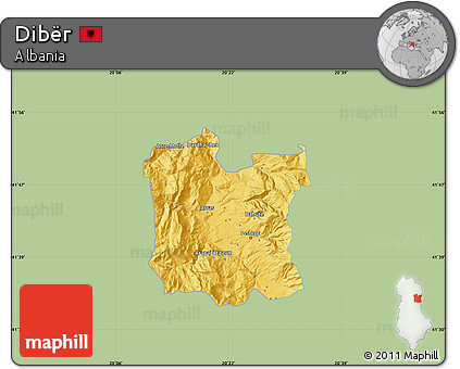 Savanna Style Map of Dibër, single color outside