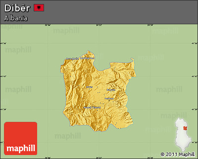 Savanna Style Map of Dibër, single color outside