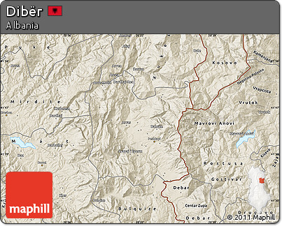 Shaded Relief Map of Dibër