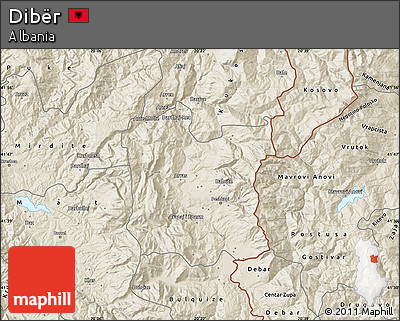 Shaded Relief Map of Dibër