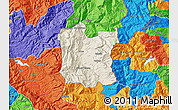 Shaded Relief Map of Dibër, political outside