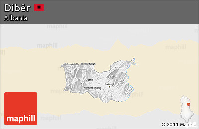 Classic Style Panoramic Map of Dibër, single color outside