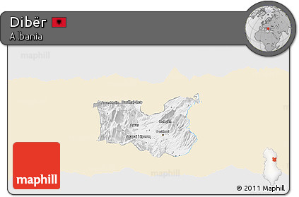 Classic Style Panoramic Map of Dibër, single color outside