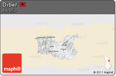 Classic Style Panoramic Map of Dibër, single color outside