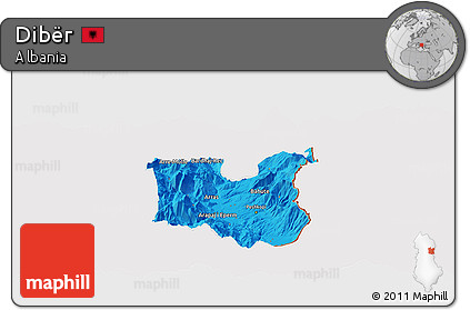 Political Panoramic Map of Dibër, cropped outside