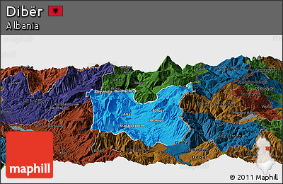 Political Panoramic Map of Dibër, darken