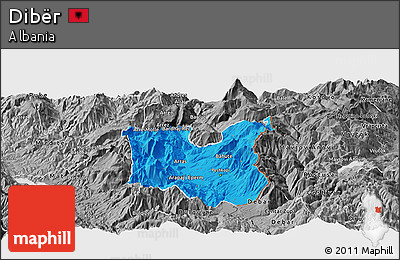 Political Panoramic Map of Dibër, desaturated