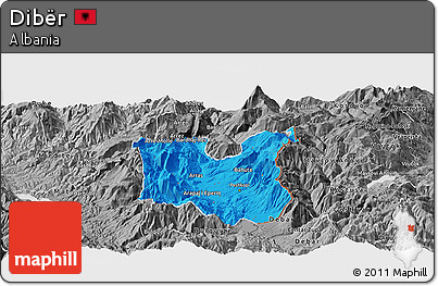 Political Panoramic Map of Dibër, desaturated