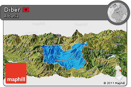 Political Panoramic Map of Dibër, satellite outside
