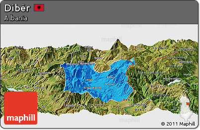 Political Panoramic Map of Dibër, satellite outside