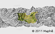 Satellite Panoramic Map of Dibër, lighten, desaturated