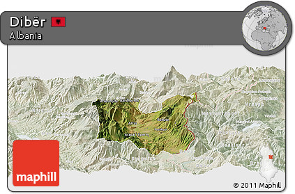 Satellite Panoramic Map of Dibër, lighten