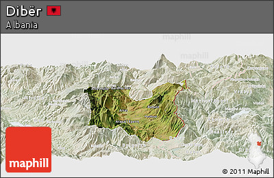 Satellite Panoramic Map of Dibër, lighten