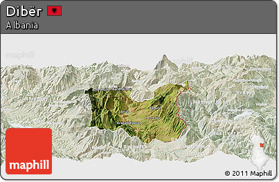 Satellite Panoramic Map of Dibër, lighten
