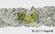 Satellite Panoramic Map of Dibër, lighten, semi-desaturated