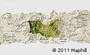 Satellite Panoramic Map of Dibër, shaded relief outside