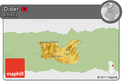 Savanna Style Panoramic Map of Dibër, single color outside