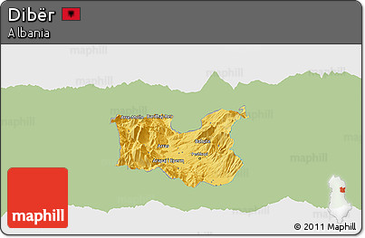 Savanna Style Panoramic Map of Dibër, single color outside