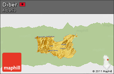 Savanna Style Panoramic Map of Dibër, single color outside