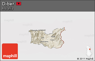 Shaded Relief Panoramic Map of Dibër, cropped outside