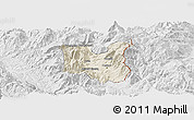 Shaded Relief Panoramic Map of Dibër, lighten, desaturated