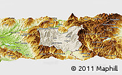 Shaded Relief Panoramic Map of Dibër, physical outside