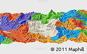 Shaded Relief Panoramic Map of Dibër, political outside