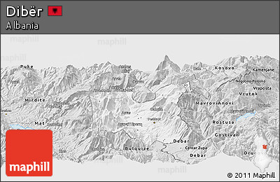 Silver Style Panoramic Map of Dibër