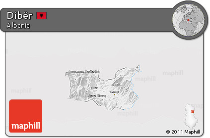 Silver Style Panoramic Map of Dibër, single color outside
