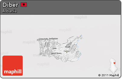 Silver Style Panoramic Map of Dibër, single color outside