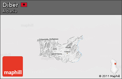 Silver Style Panoramic Map of Dibër, single color outside