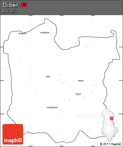 Blank Simple Map of Dibër, cropped outside
