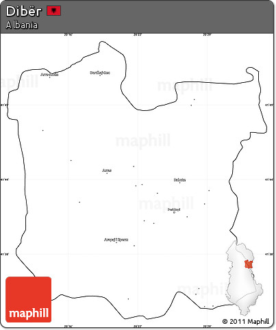 Blank Simple Map of Dibër, cropped outside