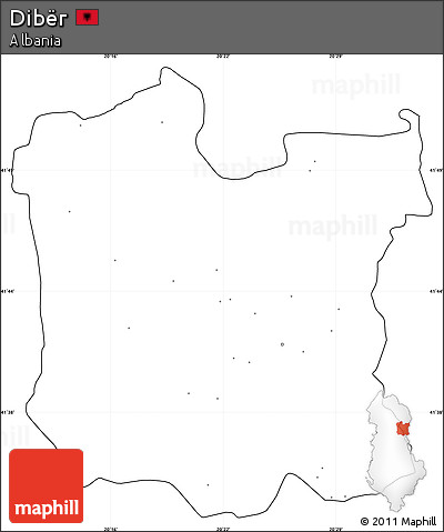 Blank Simple Map of Dibër, cropped outside, no labels