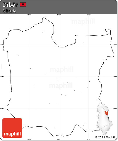 Blank Simple Map of Dibër, cropped outside, no labels