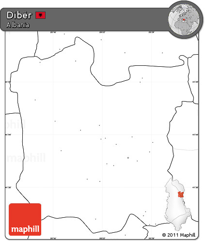 Blank Simple Map of Dibër, no labels