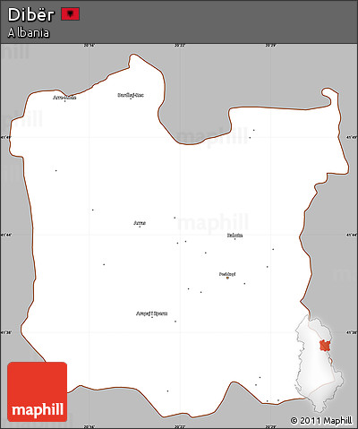 Gray Simple Map of Dibër, cropped outside
