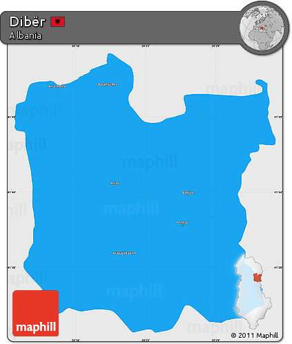 Political Simple Map of Dibër, single color outside