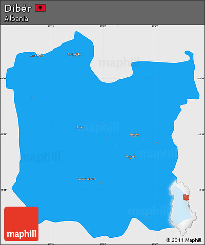 Political Simple Map of Dibër, single color outside