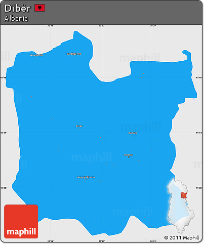 Political Simple Map of Dibër, single color outside