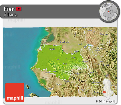 Physical 3D Map of Fier, satellite outside