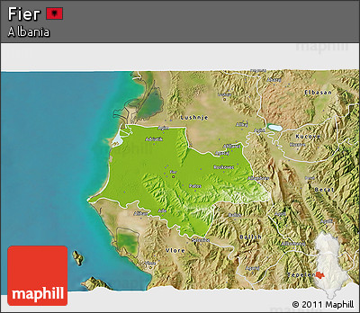 Physical 3D Map of Fier, satellite outside