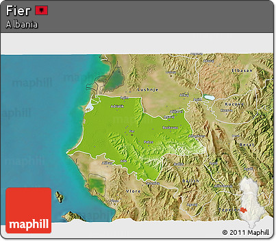 Physical 3D Map of Fier, satellite outside