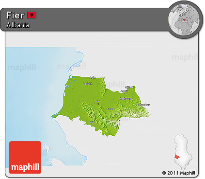 Physical 3D Map of Fier, single color outside